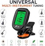Ranch Clip-On Tuner for Guitar Bass Ukulele Violin Banjo - Chromatic | Vibration-Based Noise Immunity, 360° Rotatable Display, Multi-Instrument for Acoustic/Electric Guitar, Bass, Ukulele, Violin