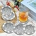 Anewsun Silver Glass Coasters for Drinks, Set of 4 Round Coaster Kitchen Decor, Glam Silver Coaster for Coffee Table Home Decor Bar Housewarming Gift