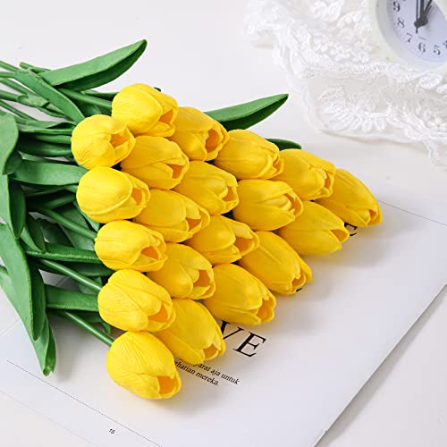 Starryle 10Pcs Yellow Tulips Real Touch Artificial Tulips Fake Flowers For Spring Decor Tulips For Mother’s Day Faux Flowers For Home Kitchen Office Wedding Bouquet Flower Arrangement Decor #TOP4