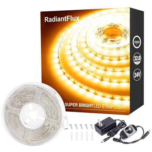 Image of 32.8ft Warm White Led Strip Lights for Living Room, Home Decor, 600 Leds, Dimmable, Super Bright Flexible LED Light Strips for Bedroom, Kitchen, Vanity Mirror, House Warming Gifts New Home