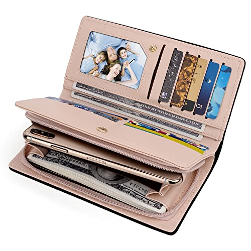 UTO Women PU Leather Wallet Large Capacity Cat Pendant Card Phone Holder Checkbook Organizer Zipper Coin Purse Zoey Black3