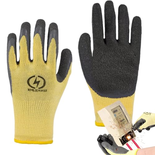 Guantes aislantes eléctricos 400 V – Guantes de protección resistentes a altas tensiones, guantes de electricista | Guantes de protección antideslizantes y aislantes para electricistas, trabajos
