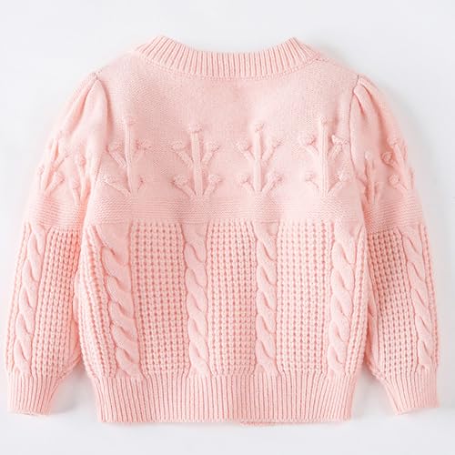 Toddler Kids Girls Crochet Knit Sweater Cardigan Long Sleeve Button Down Bowknot Outwear Dress Coat2