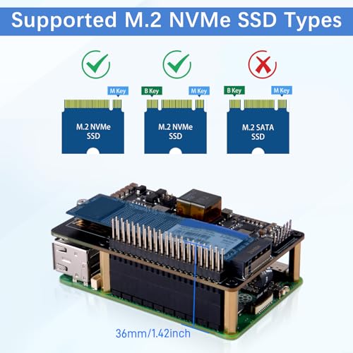 GeeekPi P33 M.2 NVME M-Key PoE+ Hat with Official Pi 5 Active Cooler for Raspberry Pi 5, Support M.2 NVMe SSDs 2230/2242/2260/2280 - Image 3
