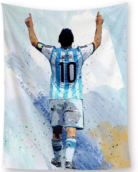 Lionel Messi World Cup Soccer Tapestry for Teens Fans Single Sided HD Fade-Resistant Prin…