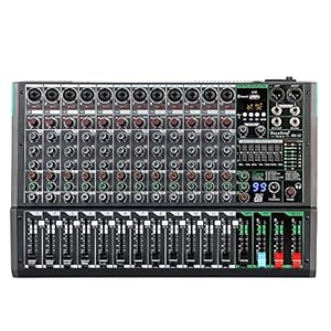 Depusheng PA12 Table de mixage professionnelle 12 canaux Contrôleur DJ avec 99 effets DSP Entrée Bluetooth Lecteur USB Alimentation fantôme 48V