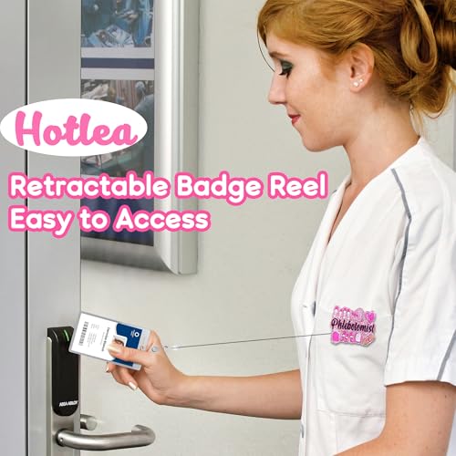 Image of Phlebotomist Badge Reel Funny Nurse Badge Reels Cute Retractable ID Badge Holder with Alligator Clip RN ICU LPN MA Healthcare Worker Badge Buddy Nursing School Students Gift Accessories