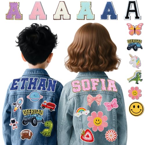 Aolun Personalisierte Jeansjacke für Kinder mit Namen, maßgeschneiderte Jeansjacke mit langen Ärmeln für Mädchen und Jungen im Alter von 1 bis 12 Jahren, Outfits für den Schulanfang, Geburtstags