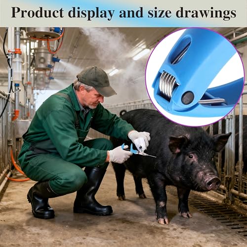 Eikioly 5 MLViehspritze, Automatischer Dauereinspritzer, Rinderspritze, Einstellbare Kontinuierliche Impfstoffspritze, Geflügel- Und for Schweine, Rinder, Schafe, Geflügelchtausrüstung (Blue, 5ML)