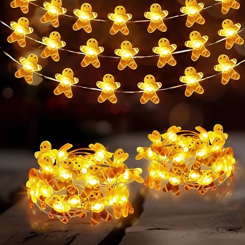 Guirlande lumineuse Noël bonhomme pain d'épices étanche 40 DEL