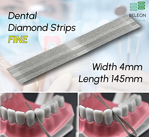 Image of BELEON Dental Diamond Strips - Soft 5pcs 4mm x 145mm - Dental Stainless Steel Strips Abrasive for Contouring Teeth Polishing Finishing Tooth Polisher