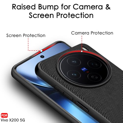 Image of TheGiftKart Back Cover Case for Vivo X200 5G | Slim & Lightweight | Ultra-Premium Design | Camera Protection Bump | Fabric Texture Case Cover (PC & TPU, Black)