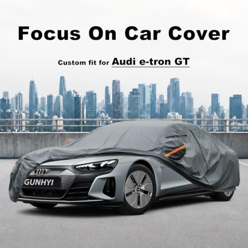 Image of GUNHYI Premium Car Cover Custom Fit Audi e-tron GT, 16 Layers Heavy Duty Car Cover Waterproof All Weather with Zipper Door for Sun Rain Snow Dust Uv Protection