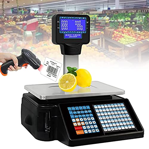 LMYYDES Báscula de cálculo de Precios con indicador de Barra, indicador de Barra de Torre, Caja registradora, Caja registradora Comercial con báscula de presión de Etiquetas