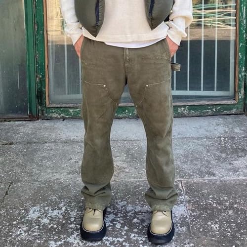 Long Pants, Unisex, Washed and Distressed Military Green Jeans4