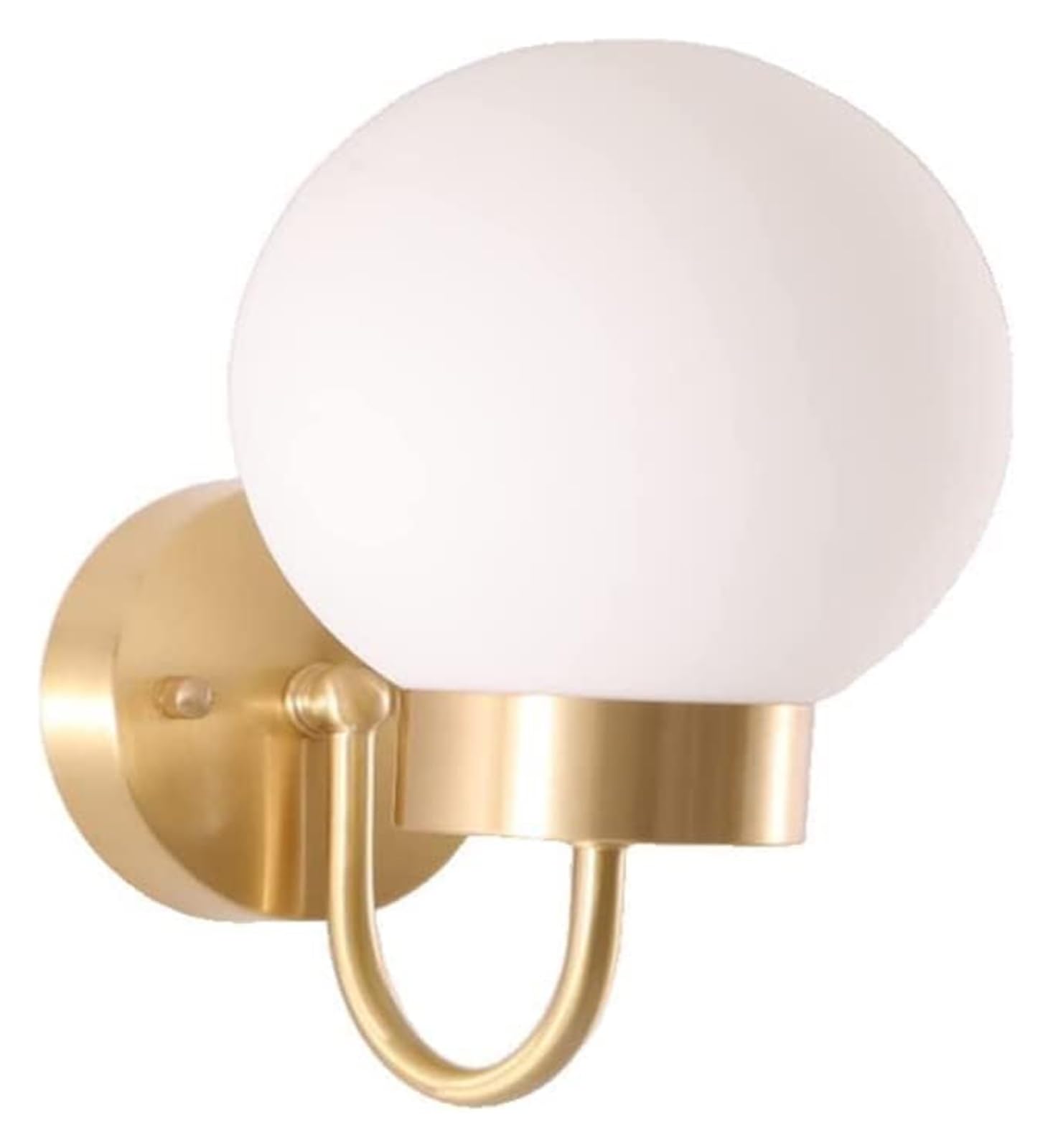 SYAXVOM Wall Lamp White Glass Ball Light Sconces, PostGlass Globe Lantern with Gold Base, Lighting Fixture for Bedside Porch Stairway Kitchen Decor, E27 Base