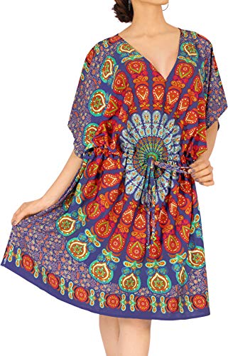 LA LEELA Vestido de diseñador Vestido de Verano Ropa de Playa Tumbona Mujeres más Bikini encubren Scary Morado_F214