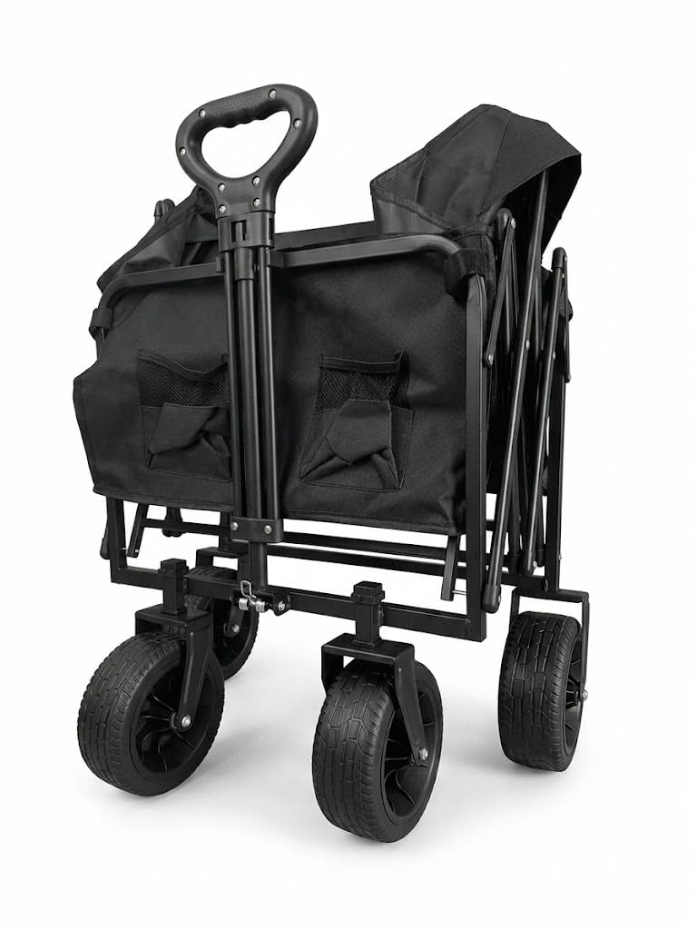 Hannah Katlanabilir El Arabası Wagon 100L | Ağır Hizmet Tekerlekli, Ergonomik Saplı, Çok Amaçlı Cepli | Kamp Plaj Alışveriş Bahçe Oxford Su Geçirmez Kumaş