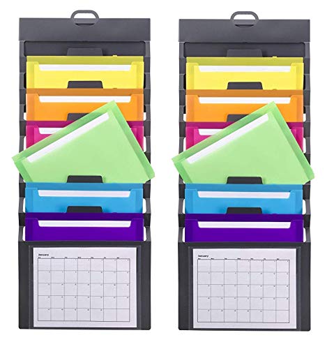 Smead Cascading Wall Organizer, 6 Pockets, Letter Size, Gray/Bright, Sold as 2 Pack (92060)