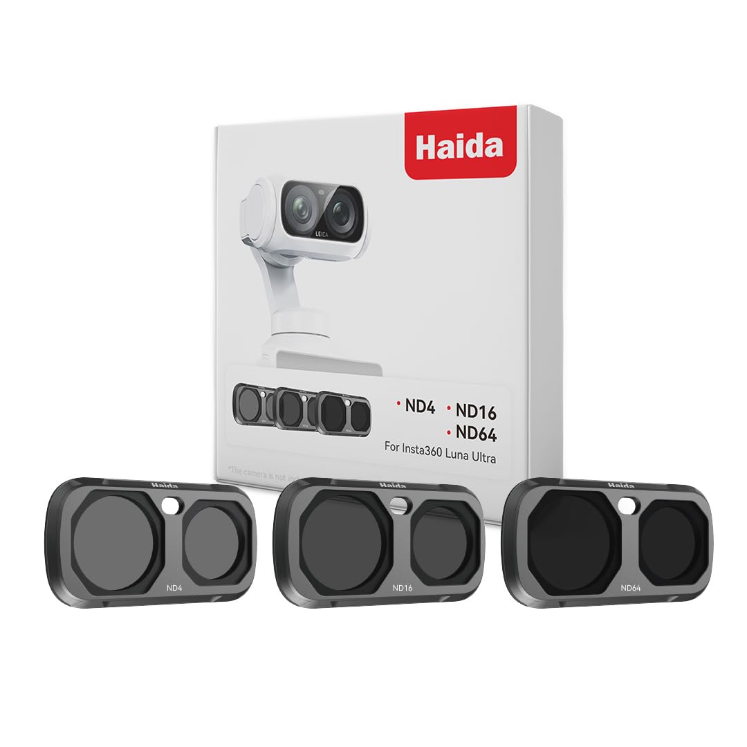 Haida NanoPro Magnetfilter-Set (ND4, ND16, ND64) für Insta360 Luna Ultra-Black