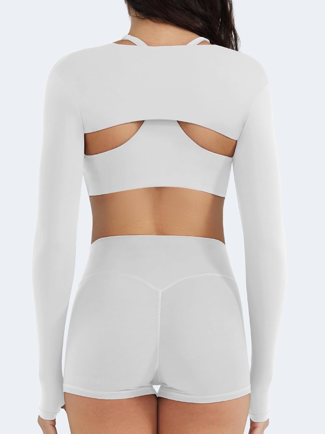 YEOREO Women Crop Top Long Sleeve Bolero Open Front Workout Cropped Shirts Sports Shrug