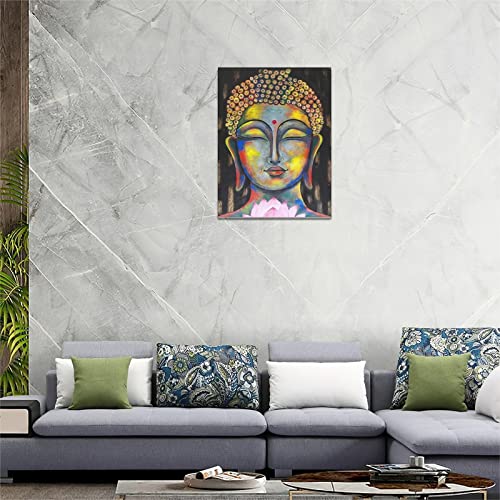 Buddha Wall Art Buddhist Meditation Wall Decor Lotus Flower Pictures Zen Spiritual Canvas Prints Abstract Buddha Painting Modern Home Framed Artwork For Living Room Bedroom Bathroom Yoga Room 12"X16" #TOP5