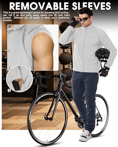 Image of 33,000ft Men's Cycling Jacket Long Sleeve, Waterproof Running Bike Vest Outerwear Reflective Windproof Sleeveless Jacket
