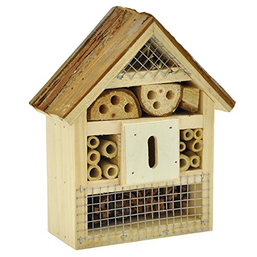 Gardirect Wooden Insect Hotel & Bee House, Small Size, 6'' x 2-3/4'' x 7''