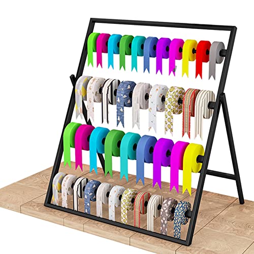 UWYTGF Gift Store/Craft Room Ribbon Organizers and Storage,Heavy Duty Desktop Multi-Purpose Display Stand Rack with Removable Rods,Multi-Layer Silk Scarf Holder,Black
