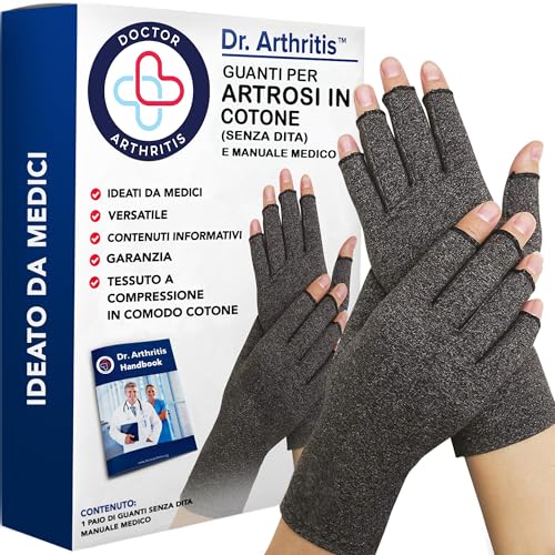 Guanti a Compressione per Artrosi, Senza Dita, Taglia M