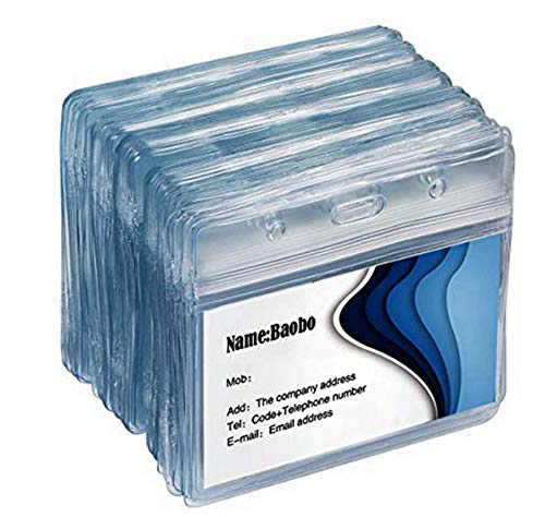 Aimtech 100 Pcs Clear Plastic Horizontal Name Tag Badge Id Card Holders (Aimt1527)
