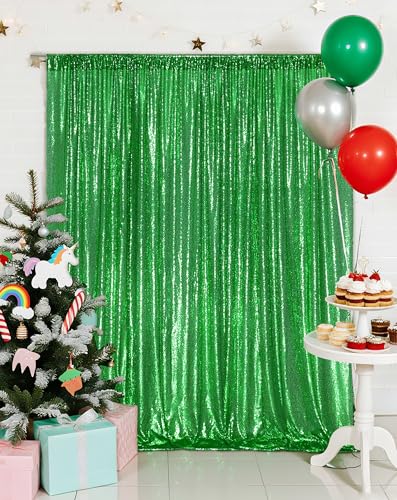 Eternal Beauty Green Sequin Backdrop, 10x10 Ft Glitter Background Curtains for Christmas Shimmer Photography Party Wedding Birthday Back Drop Decor — view 6