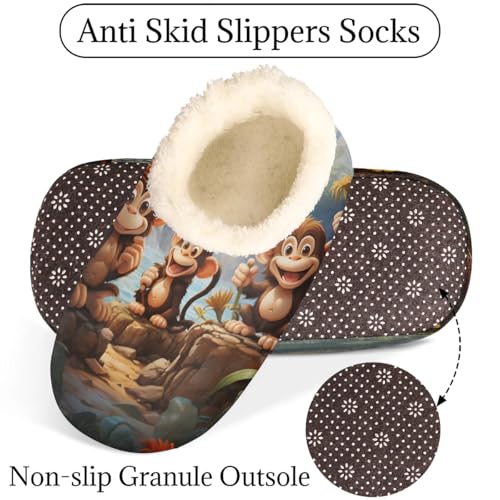 QsirBC Woods River Monkey Slippers for Women Men Soft Memory Foam Slippers Non-Slip Soles Indoor Outdoor Cozy Fuzzy Warm Slippers4