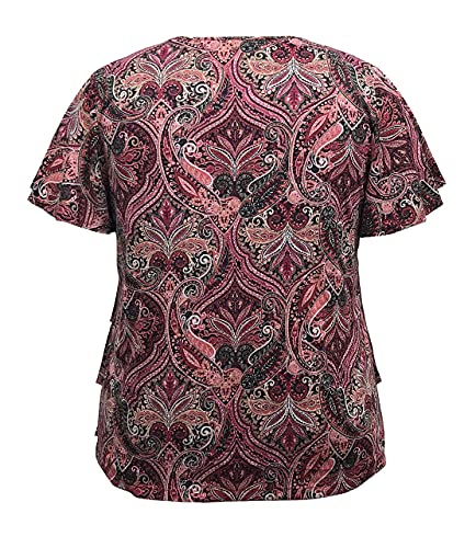 LEEBE Women and Plus Size Printed Mesh Ruffle Top (Small-5X)4