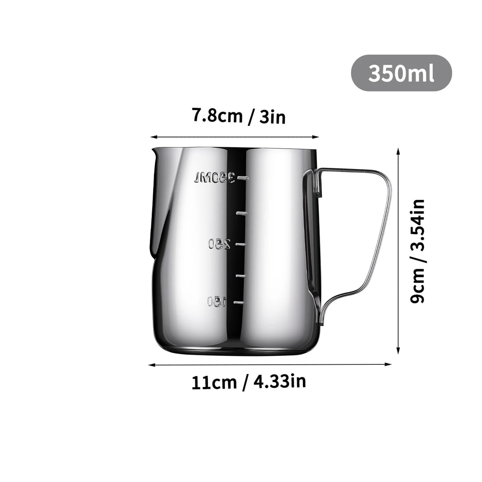 Jarras espumadoras de leche, jarra espumadora de acero inoxidable para café, 550 ml, 350 ml, 140 ml, 900 ml, perfecta para lattes, capuchinos y chocolate caliente