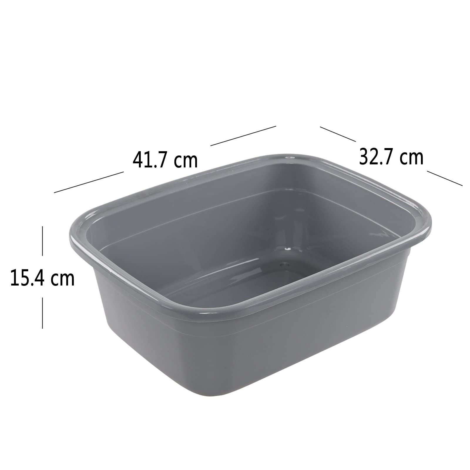 Ramddy Paquete de 4 cuencos rectangulares para lavar platos, color gris, tamaño grande