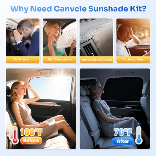 Image of Canvcle Window Shades for Ford F150 2015-2020 F-150 SuperCrew 4 Door Accessories Windshield Sun Shade Side Rear Window Cover Sunshade Sun Shield Privacy Protection for Camping Keep Car Cool Black 6PCS