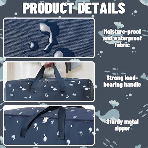 Ziyonix 2 Stück Aufbewahrungstasche Groß 105L Aufbewahrung Bettzeug Tasche Faltbare Kleideraufbewahrung Taschen Wasserdicht Umzugstaschen mit Reißverschluss für Bettdecken Kissen und Kleidung