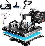 VEVOR Heat Press Machine 12X15 Inch 5 in 1 Combo Digital Multifunctional Sublimation Heat Transfer Machine 360 Degree Rotation Swing Away for Printing T Shirts Hat Mug Cap Plate