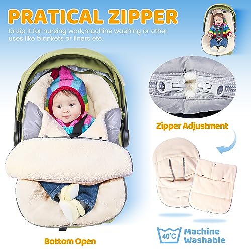 Image of Orzbow Winter Carseat Cover for Baby, Cozy Fleece, Universal Fit,Light Grey