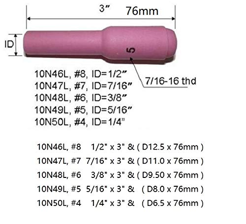 Image of RIVERWELD TIG Alumina Nozzles Ceramic Cups 10N49L #5L 5 /16 inch 8.00mm 10pcs