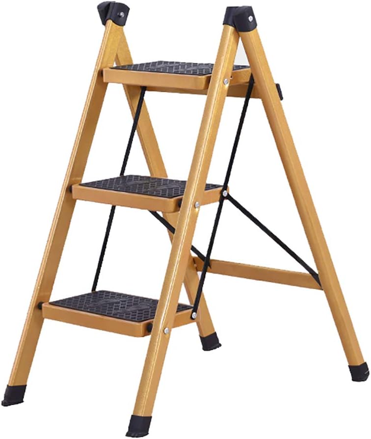 LXF Step stool Ladder Home Folding Ladder Two-step/three-step Ladder Non-slip Pedal Ladder Insulated Ladder Foldable Portable Gold
