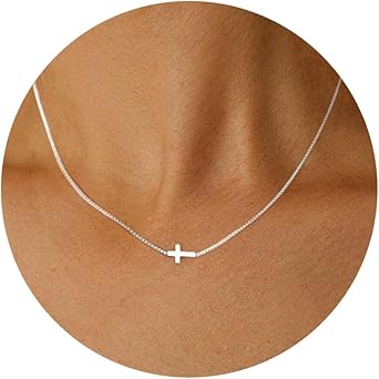 Collier Ras-du-cou Pour Femme Avec Pendentif Croix En CZ - Plaqué Or Blanc 18 Carats - Cadeau élégant Pour Elle