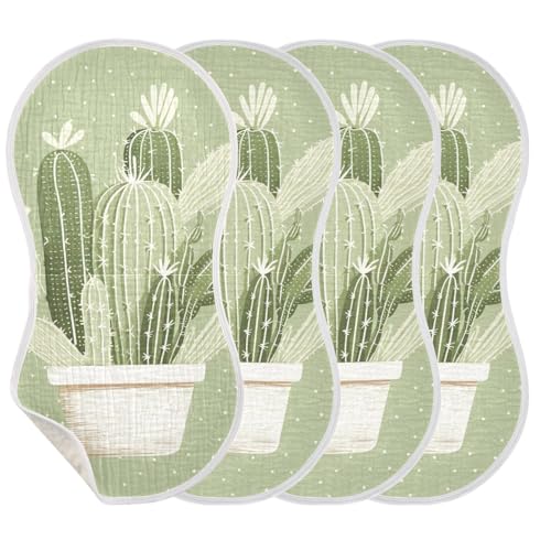 2 Pack Baby Burp Cloths, Soft Absorbent Burping Cloths for Babies, Cotton Milk Spit Up Rags, Large Size for Newborns, Baby Boys and Girls (Cactus)3