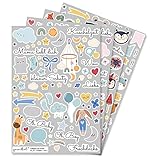 Aufkleber-Set für Kinder und Fotoalben I über 200 Sticker I DIY Scrapbooking-Aufkleber mit Sprüchen und Tieren I zum Gestalten I Scrapbook und Bullet Journal Zubehör I dv_971