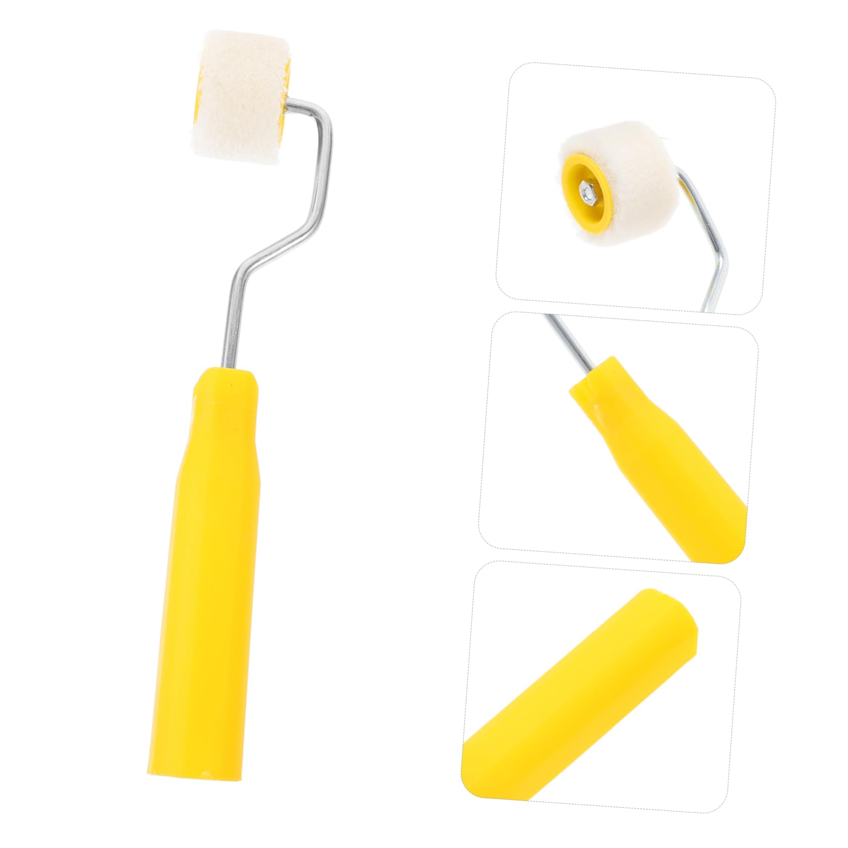 HOMSFOU 10 Teiliges Mini Farbroller mit Echtem Lammwollbezug Ergonomisch Geformt für Präzises Streichen von Ecken und Engen Bereichen als Haus Malerzubehör für Glatte