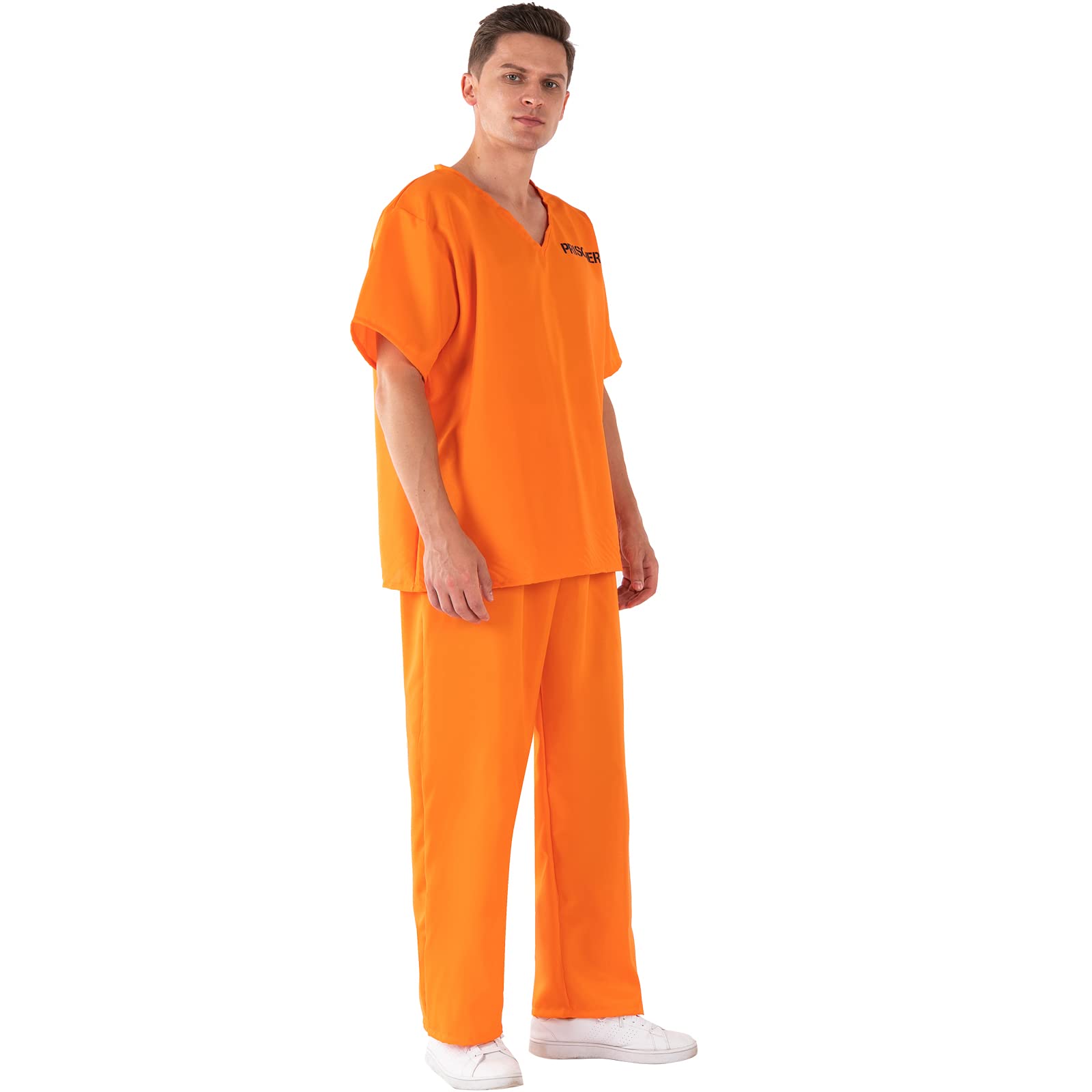 nezababy Prisoner Costume Men Jail Costume Inmate Costume Prison Suit Criminal Clothing Striped Outfit Halloween Cosplay (Prisoner Costume - Image 3