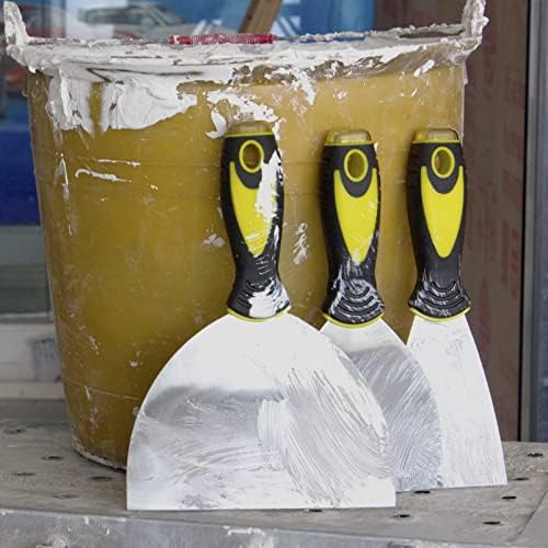 Topbidetec New Wallpaper Painting Scraper 3Pcs Stainless Steel Putty Knife Set Drywall Joint Knife with Hammer End, Non-Stick Painters Tool Set