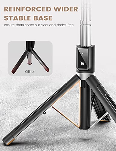 Selfie Stick Tripod With Remote, Anxre 50" Portable 5 In 1 Selfie Stick Phone Tripod, Wireless Selfie Stick Tripod For Cell Phone Compatible With Iphone 14/13 Pro Max Gopro Android Dji (Black) #TOP1