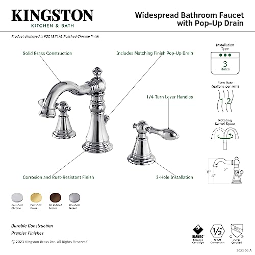 Kingston Brass FSC1975AL English Classic Widespread Lavatory Faucet, 5-5/16" Spout Reach, Oil Rubbed Bronze - Thumbnail 6